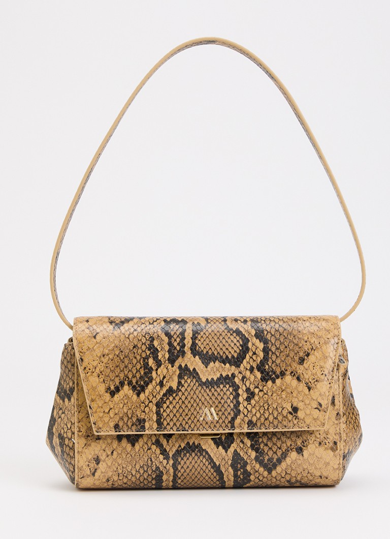 KAAI Dames Ikon clutch van kalfsleer met textuur en afneembare schouderriem in de kleur Bruin, maat: 1MAAT