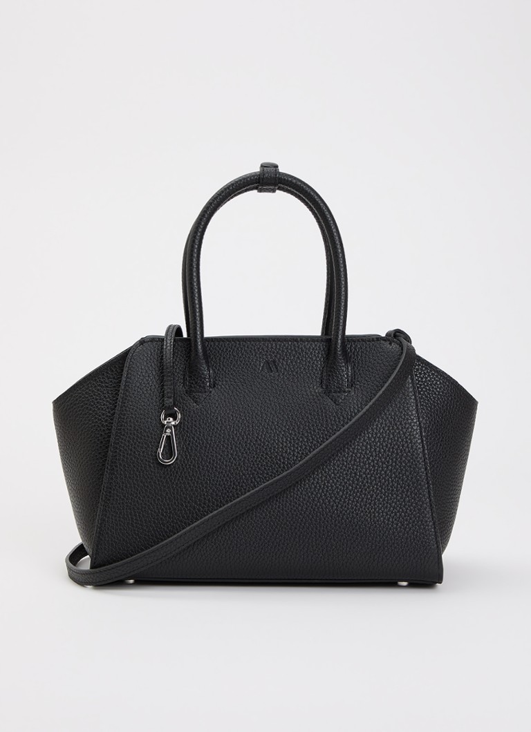 KAAI Dames Mini Voyager handtas van leer met afneembare schouderriem in de kleur Zwart, maat: 1MAAT