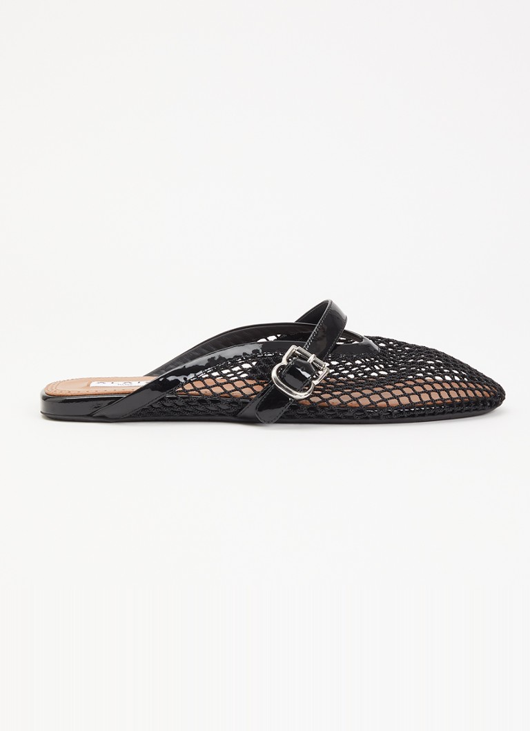 Alaïa Dames Muiltje van mesh met details van kalfsleer in de kleur Zwart, maat: 40