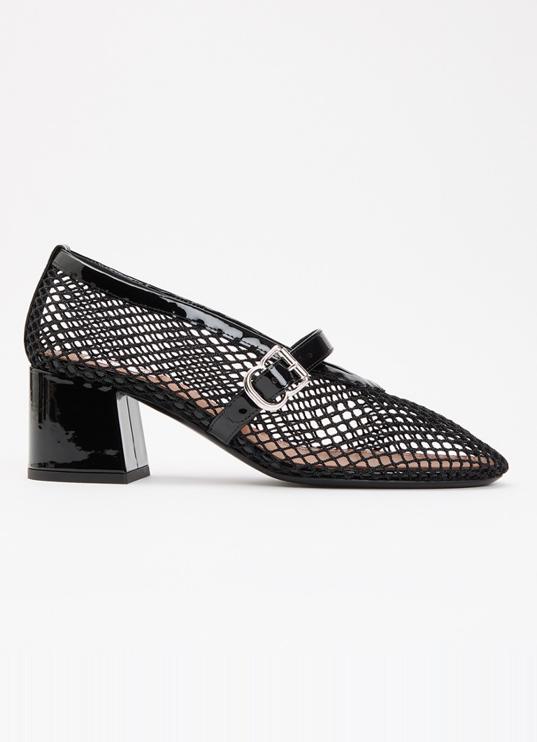 Alaïa Dames Mary Jane pump met opengewerkt dessin met details van leer in de kleur Zwart, maat: 41