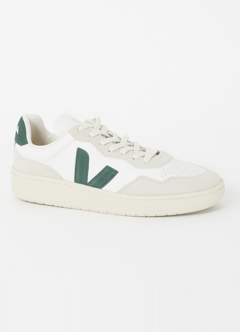 Veja Heren V-90 sneaker van leer met suède details in de kleur Wit, maat: 460