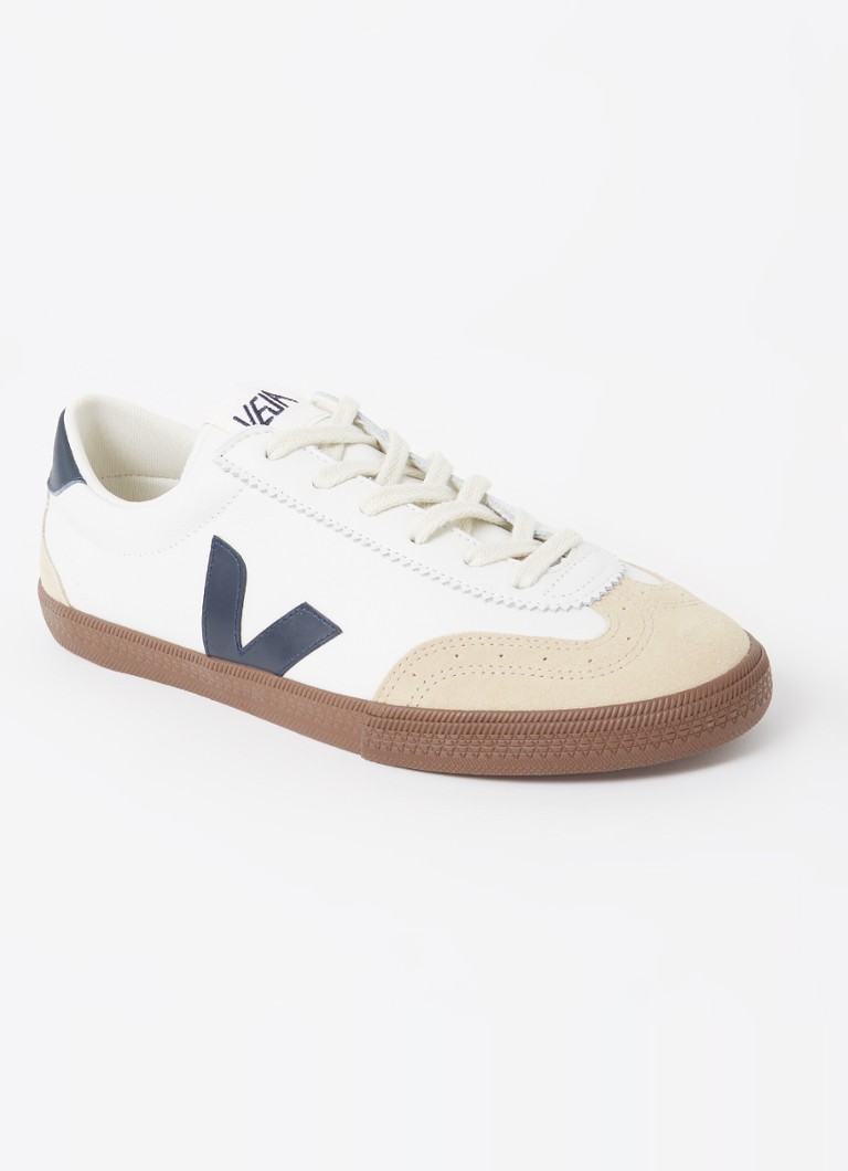 Veja Heren Volley sneaker van leer met suède details in de kleur Gebroken wit, maat: 46