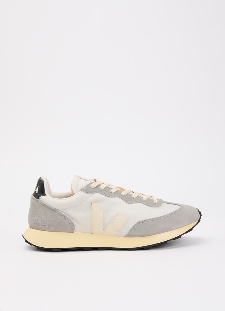 Veja Heren Rio Branco II sneaker van mesh met suède details in de kleur Lichtgrijs, maat: 43