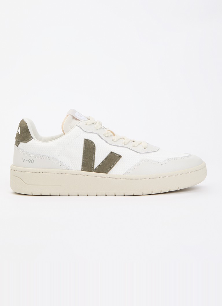 Veja Heren V-90 sneaker van mesh met suède en leren details in de kleur Wit, maat: 40