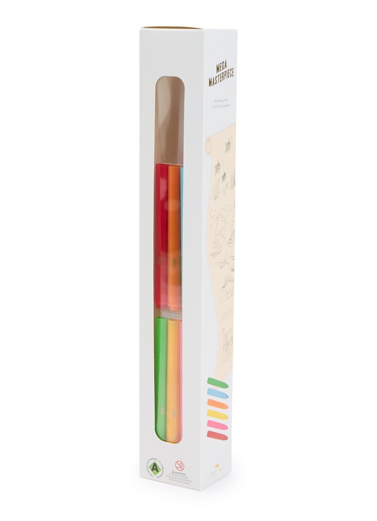 Konges Sløjd Mega Masterpiece tekenrol met markers 7-delig in de kleur , maat: 1MAAT