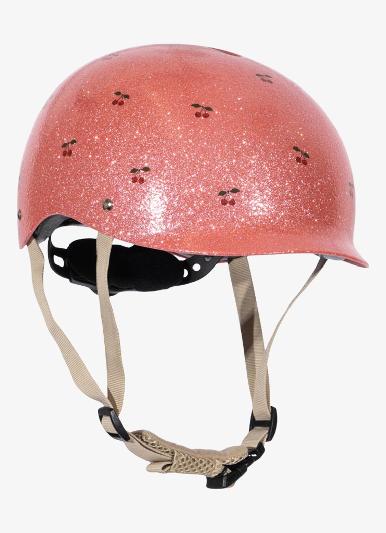 Konges Sløjd Fietshelm met glitter en print in de kleur Donkerroze, maat: 1MAAT