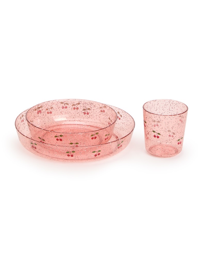 Konges Sløjd Meisjes Sparkly dinerset 3-delig in de kleur Roze, maat: 1MAAT