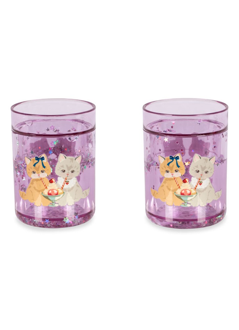 Konges Sløjd Meisjes Glitter kinderbeker 18 cl set van 2 in de kleur Paars, maat: 1MAAT