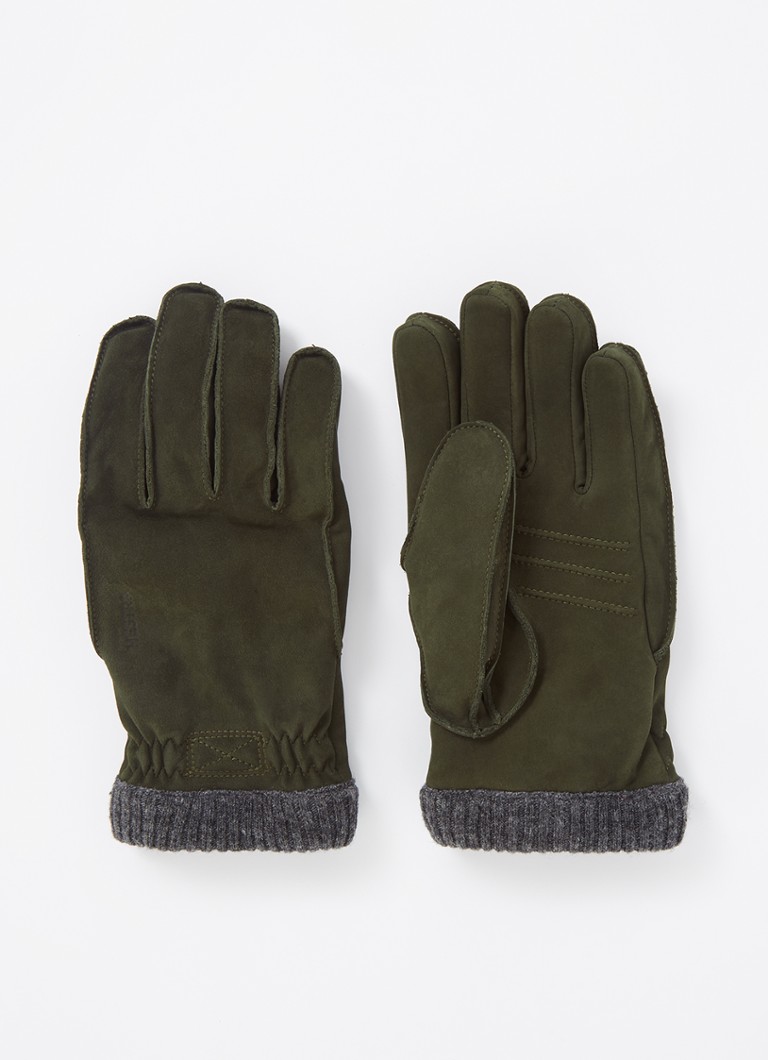 Hestra Heren Joar handschoenen van nubuck in de kleur Legergroen, maat: 9