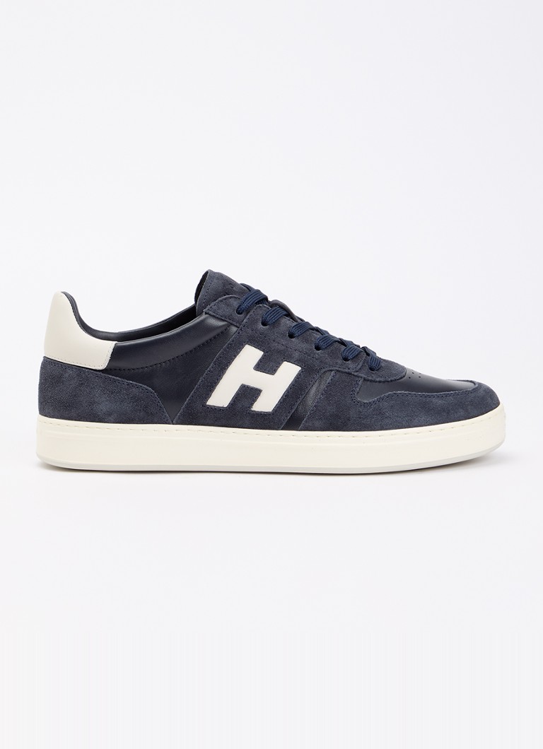 Hogan Heren H668 H-TV sneaker van suède met details van leer in de kleur Donkerblauw, maat: 43