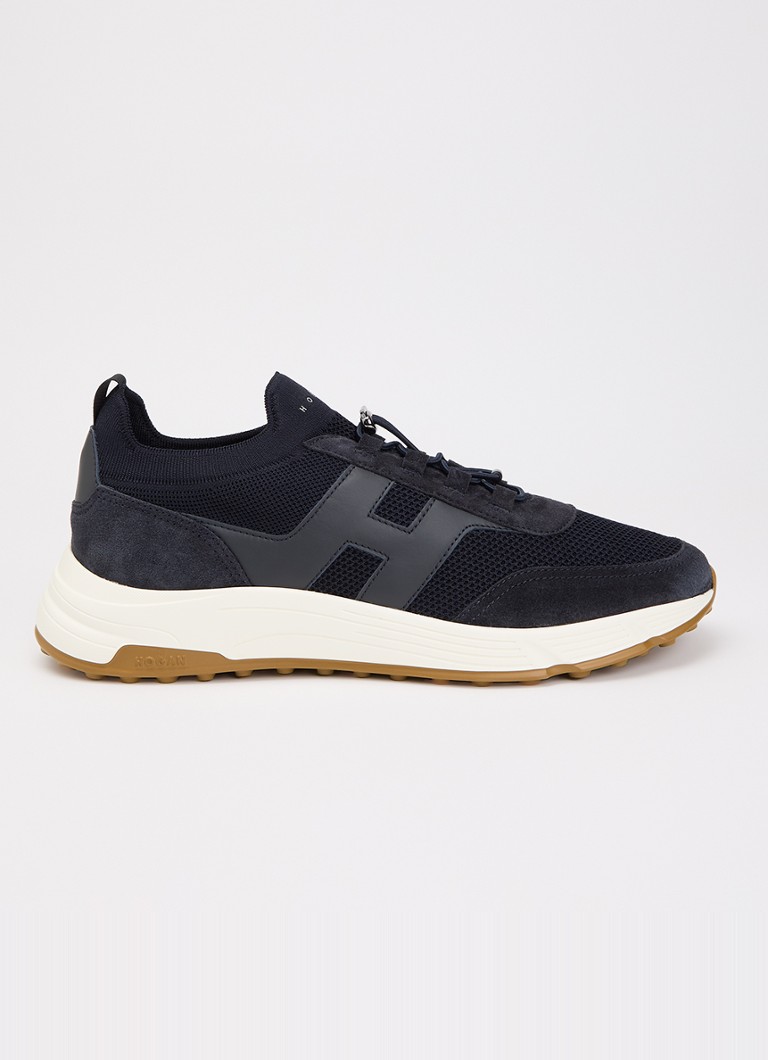 Hogan Heren Hyperlight sneaker met suède details in de kleur Donkerblauw, maat: 44