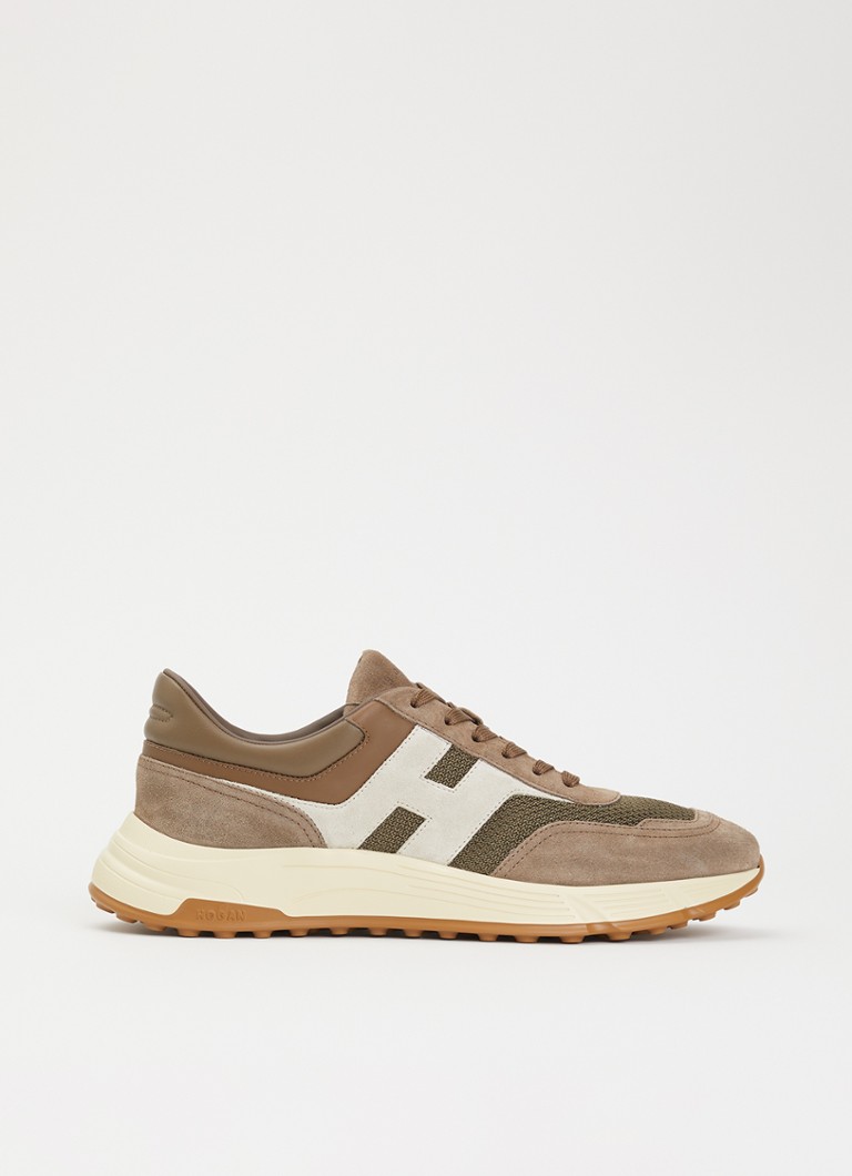 Hogan Heren Hyperlight sneaker met suède details in de kleur Taupe, maat: 44