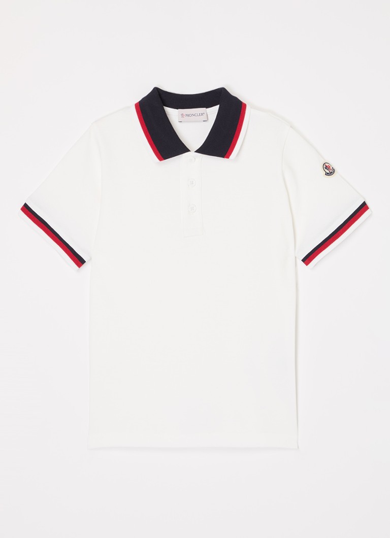 Moncler Jongens Polo van piqué katoen met logo in de kleur Wit, maat: 140