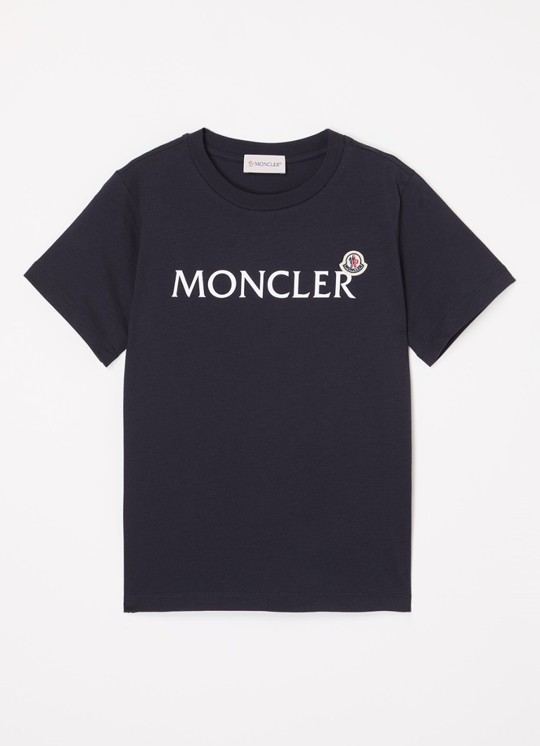 Moncler Jongens T-shirt met logoprint in de kleur Donkerblauw, maat: 140