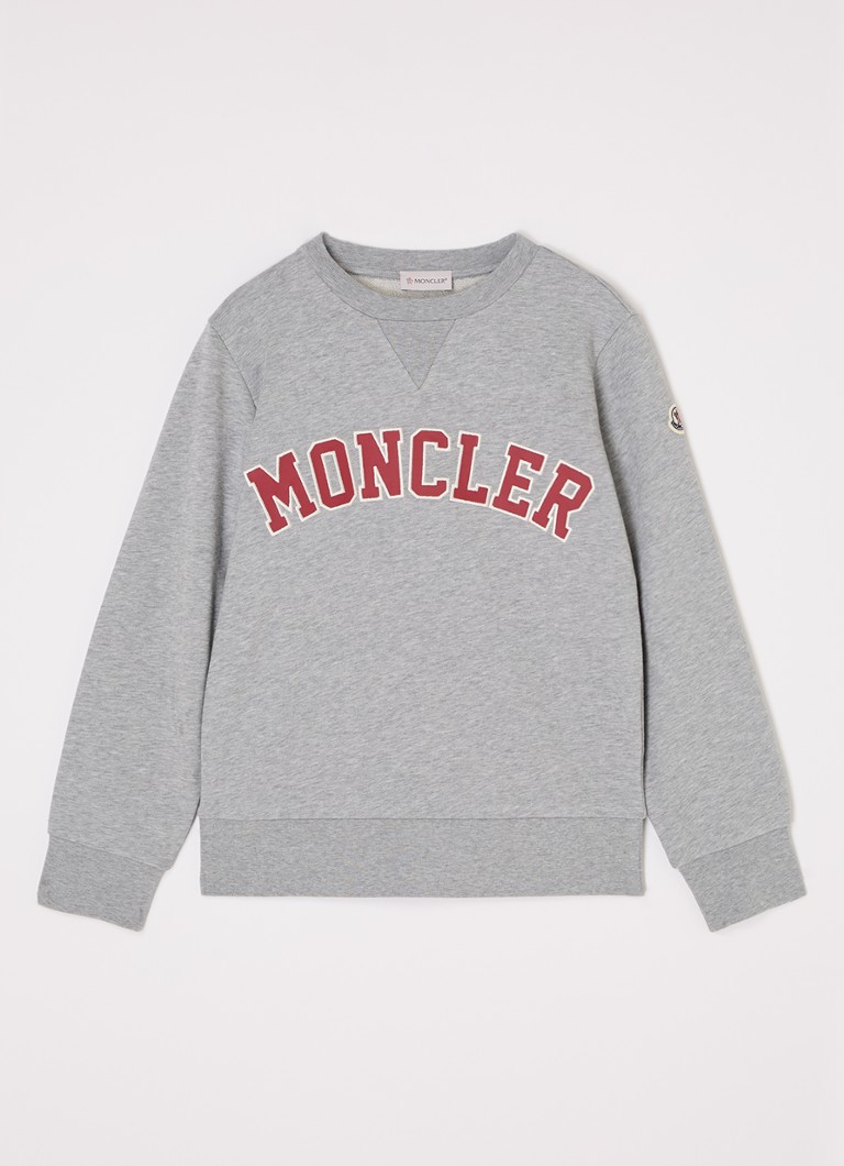 Moncler Jongens Sweater met logoborduring in de kleur Grijsmele, maat: 164