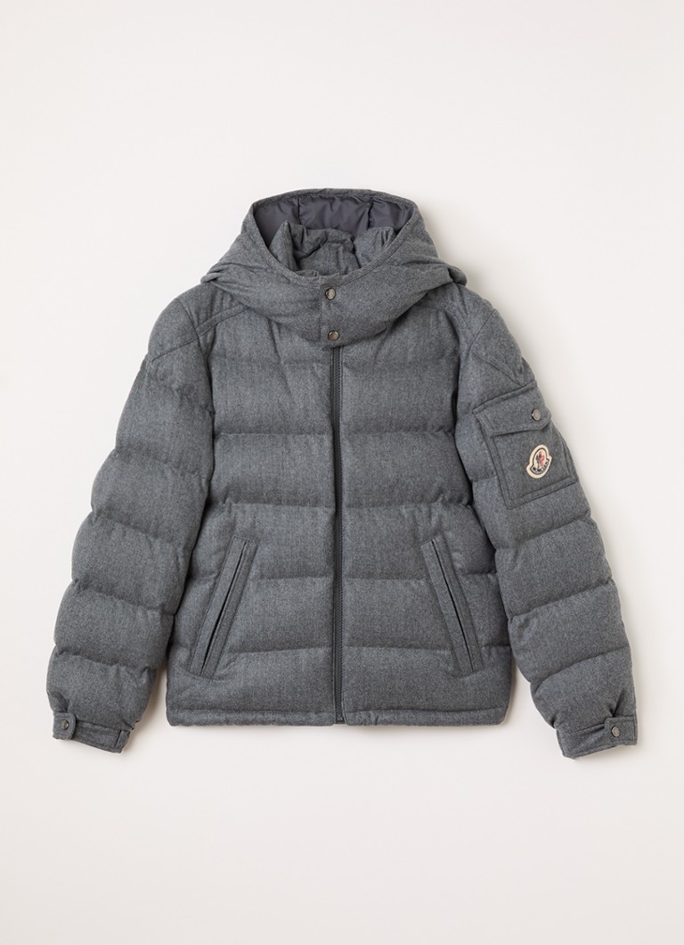 Moncler Jongens Montgenievre puffer jack van scheerwol in de kleur Middengrijs, maat: 152