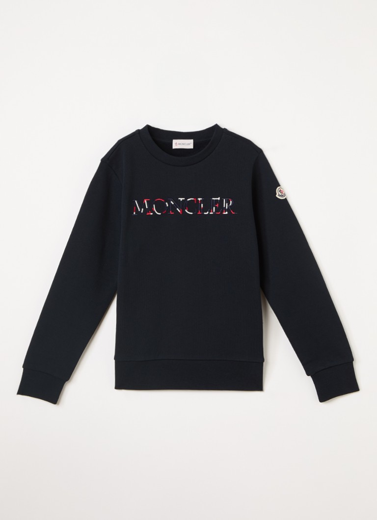 Moncler Jongens Sweater met logoborduring in de kleur Donkerblauw, maat: 164