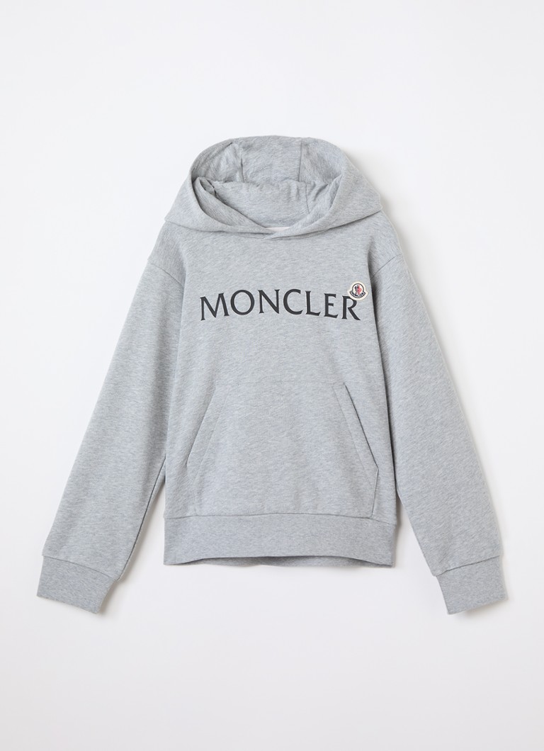 Moncler Jongens Hoodie met logoprint in de kleur Grijsmele, maat: 128