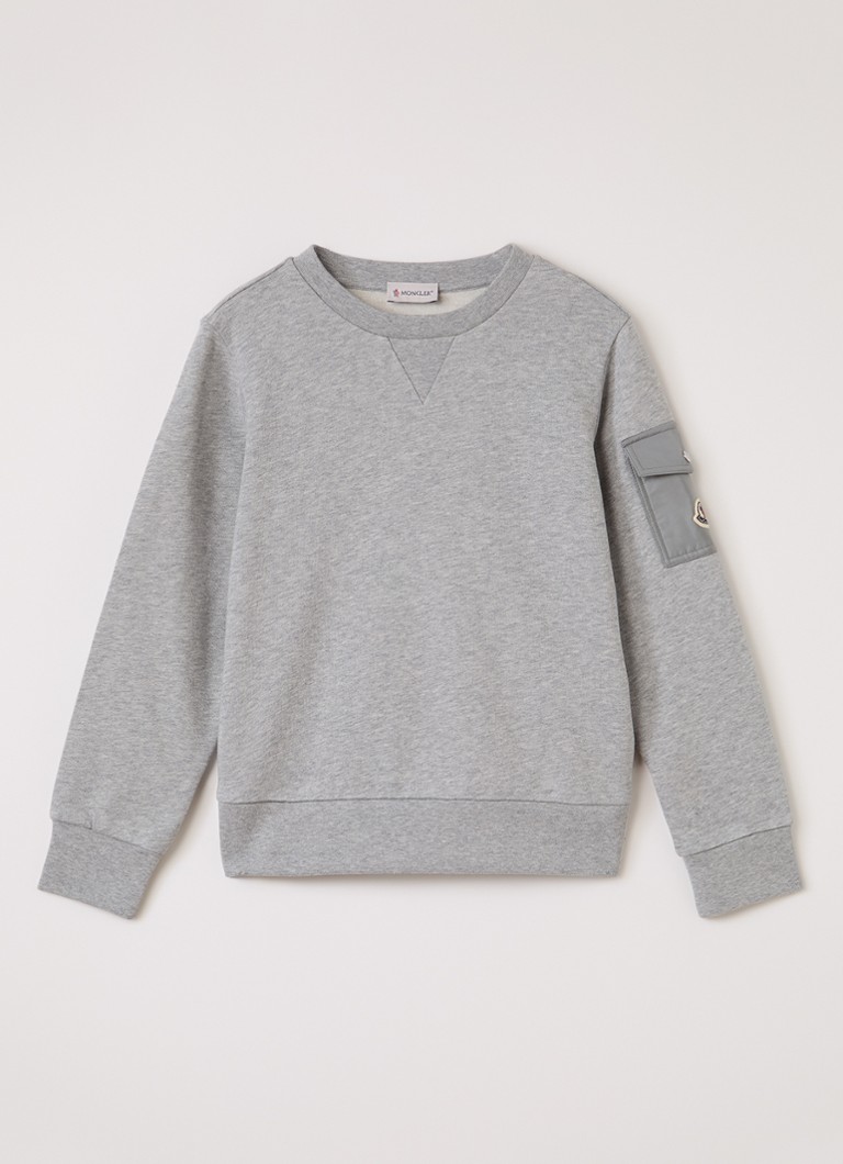 Moncler Jongens Sweater met logo in de kleur Grijsmele, maat: 140