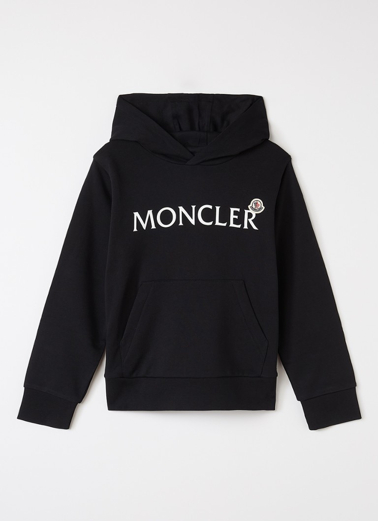Moncler Jongens Hoodie met logoprint in de kleur Zwart, maat: 10A=140