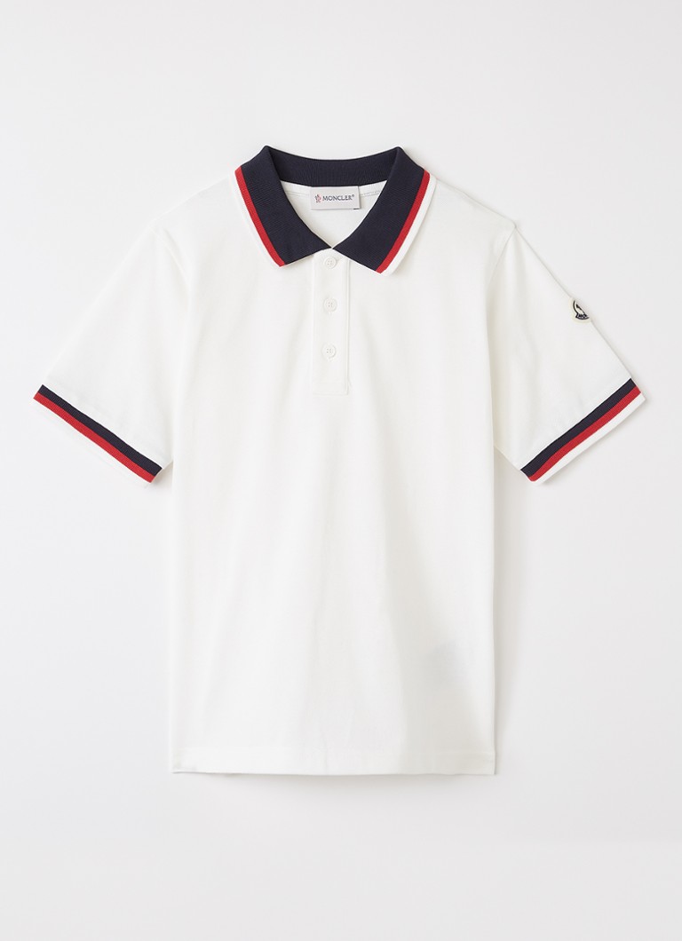 Moncler Jongens Maniche polo van piqué katoen met logo in de kleur Wit, maat: 6A=116