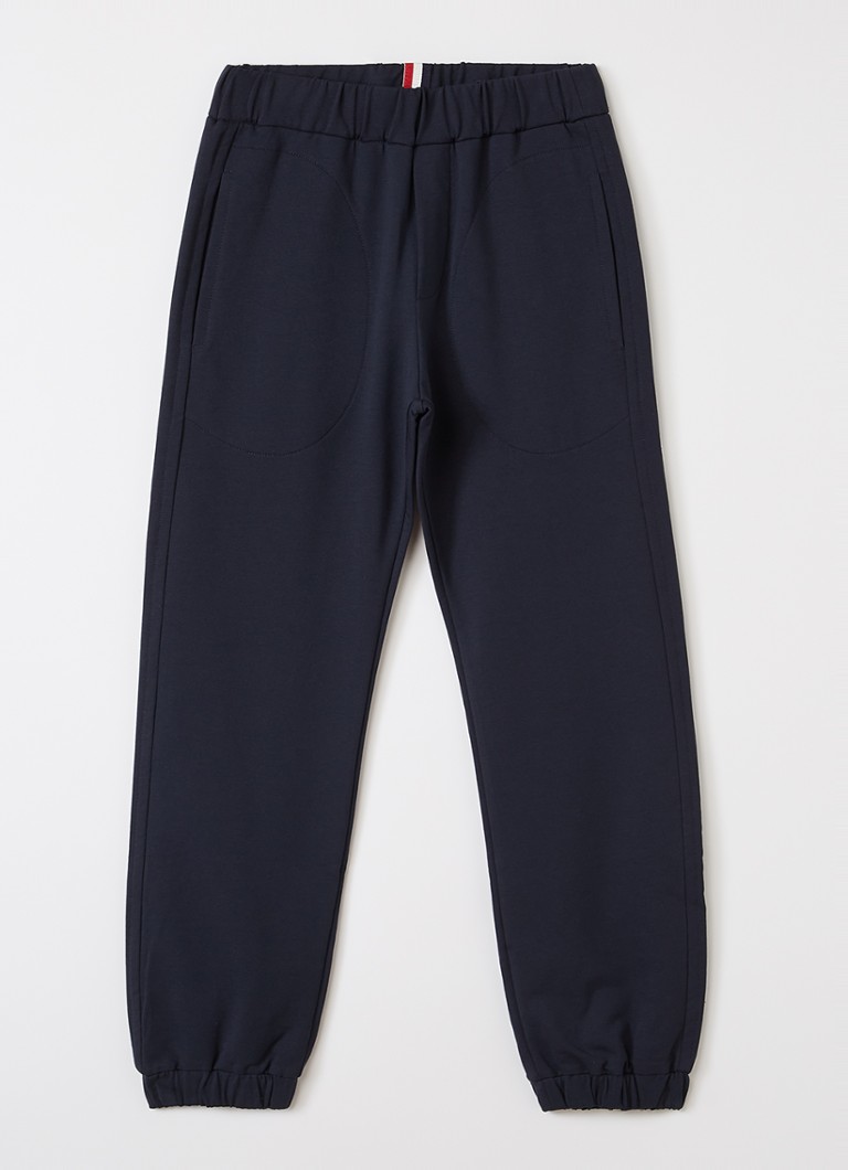 Moncler Jongens Tapered fit pantalon met logo in de kleur Donkerblauw, maat: 8A=128