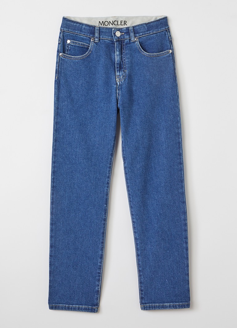 Moncler Jongens Straight fit jeans met medium wassing in de kleur Indigo, maat: 12A=152