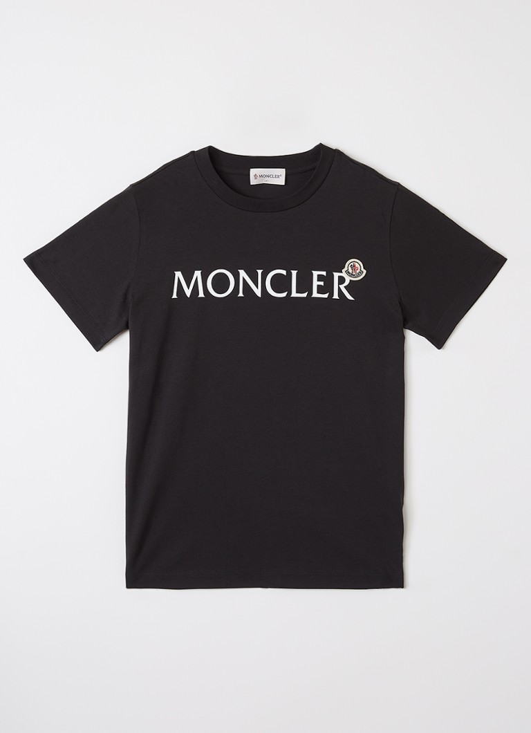 Moncler Jongens Maglia T-shirt met logoprint in de kleur Zwart, maat: 8A=128