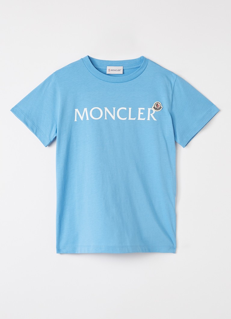 Moncler Jongens Maglia T-shirt met logoprint in de kleur Blauw, maat: 4A=104