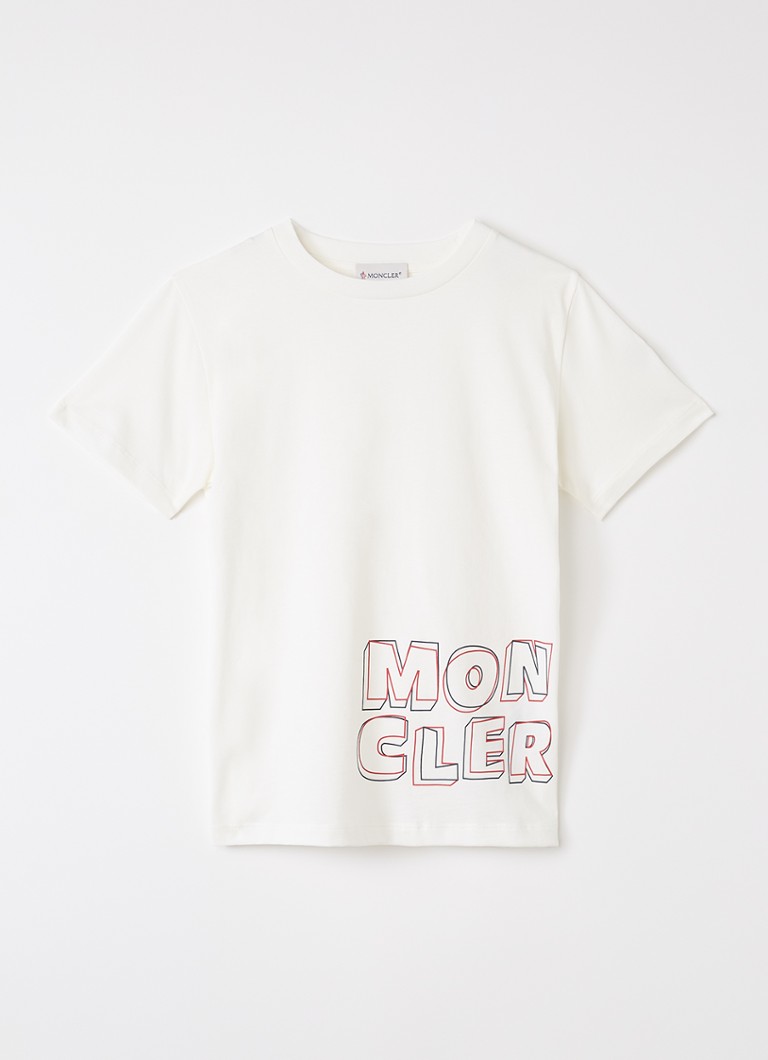 Moncler Jongens Maglia T-shirt met logoprint in de kleur Gebroken wit, maat: 4A=104