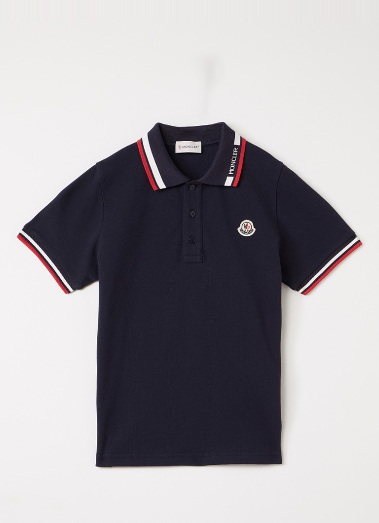 Moncler Jongens Polo met logoborduring in de kleur Donkerblauw, maat: 12A=152