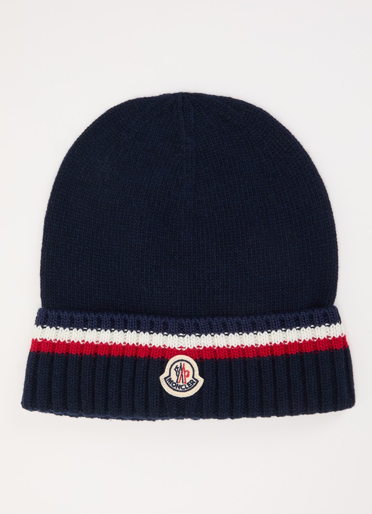Moncler Jongens Ribgebreide muts in cashmere blend met logo