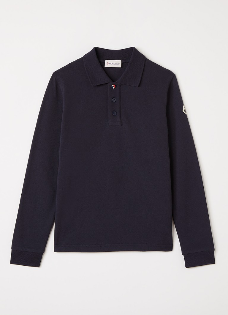 Moncler Jongens Polo met logoborduring in de kleur Donkerblauw, maat: 4A=104
