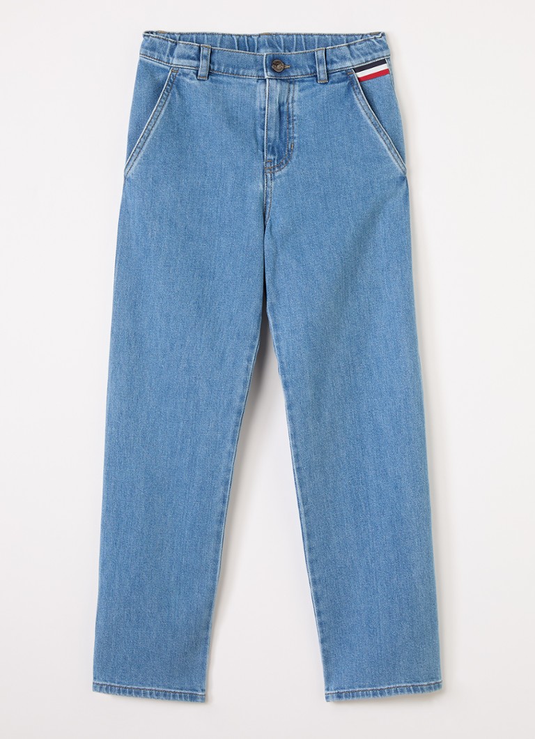 Moncler Jongens Straight leg jeans met medium wassing in de kleur Indigo, maat: 10A=140