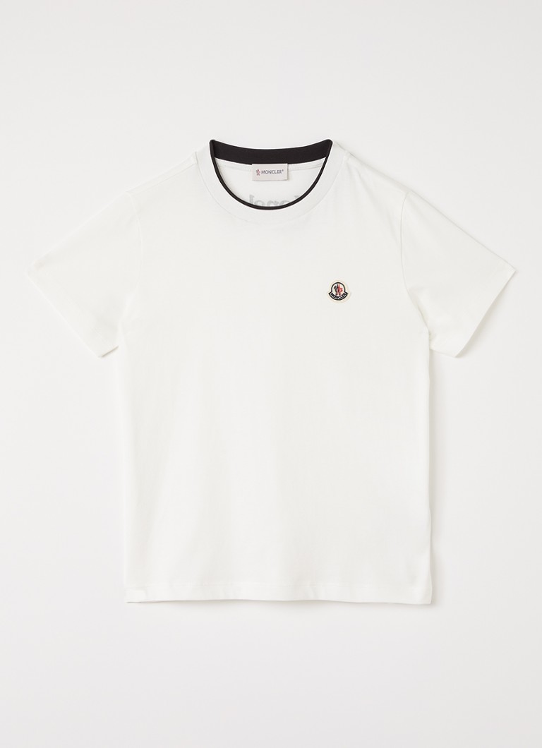 Moncler Jongens T-shirt met logoborduring in de kleur Wit, maat: 14A=164
