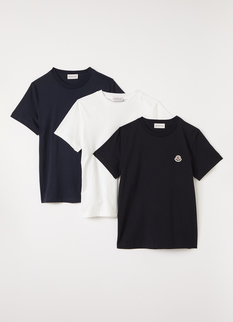 Moncler Jongens T-shirt in 3-pack in de kleur Wit, maat: 6A=116