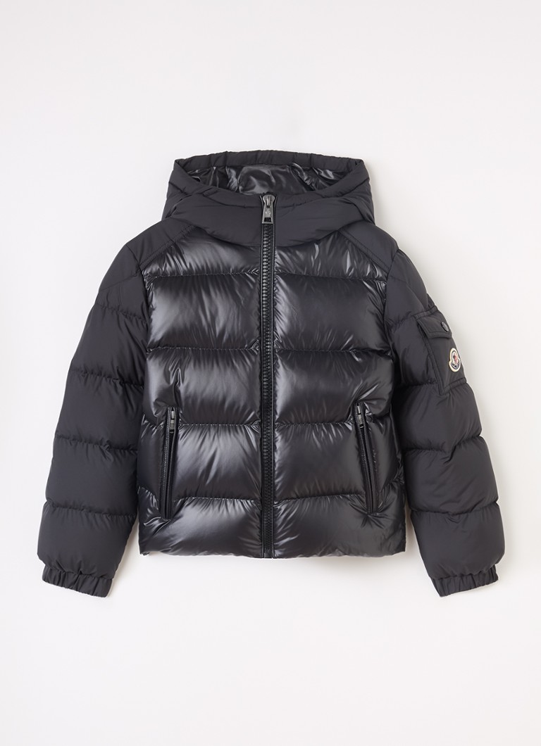 Moncler Jongens Hyoseris pufferjack met donsvulling in de kleur Zwart, maat: 8A=128