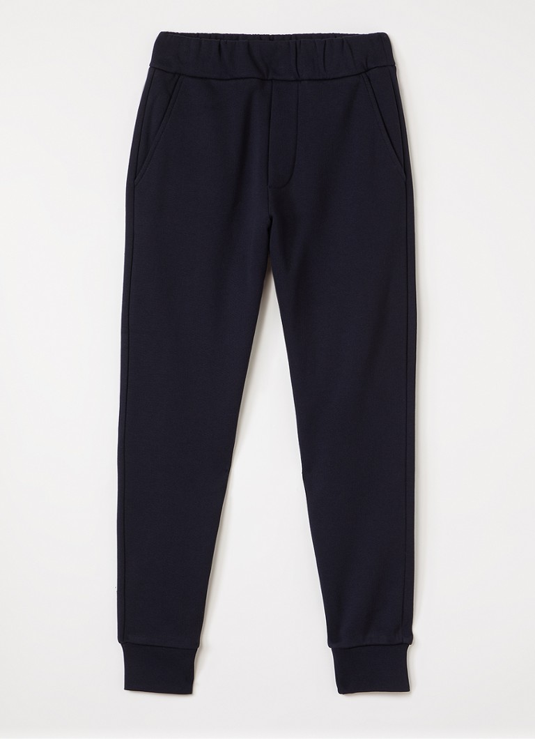 Moncler Jongens Teddy tapered fit joggingbroek teddy detail in de kleur Donkerblauw, maat: 12A=152