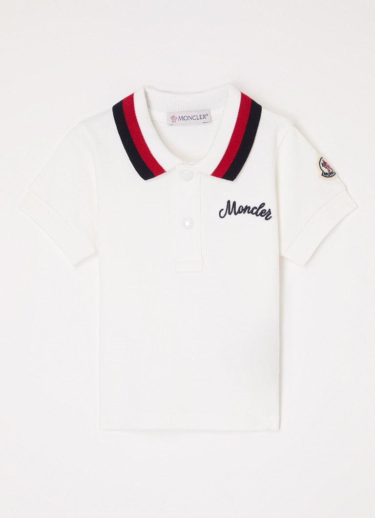 Moncler Jongens Polo van piqué katoen met logoborduring in de kleur Wit, maat: 68