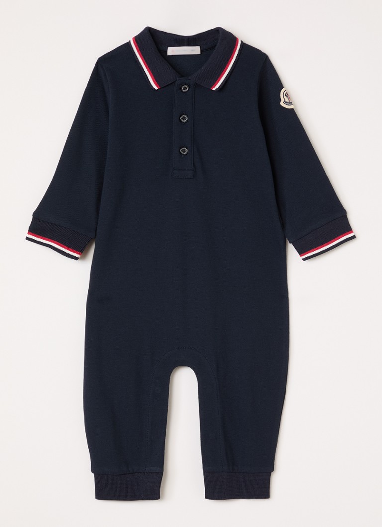 Moncler Jongens Babypak met polokraag in de kleur Blauw, maat: 12/18M