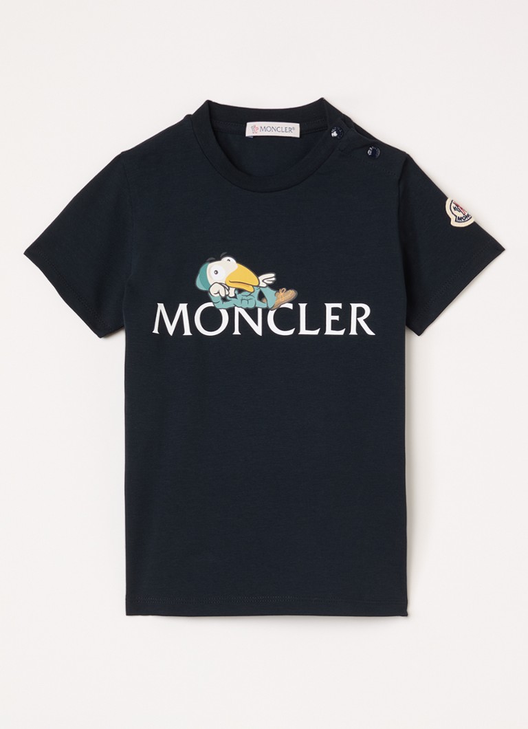 Moncler Jongens T-shirt met logoprint in de kleur Blauw, maat: 2JR
