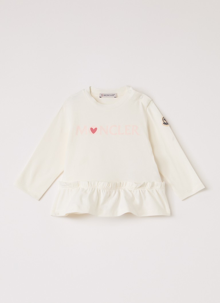Moncler Meisjes Ensemble Hearts longsleeve met logoprint in de kleur Gebroken wit, maat: 2JR