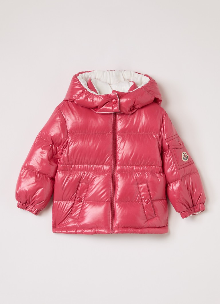 Moncler Meisjes Maire puffer jack met donsvulling in de kleur Koraalrood, maat: 12/18M