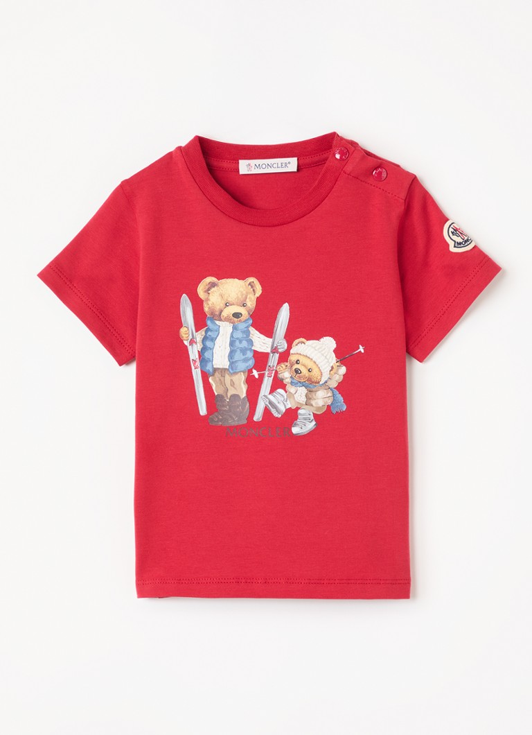 Moncler Jongens T-shirt met print in de kleur Rood, maat: 6/9M