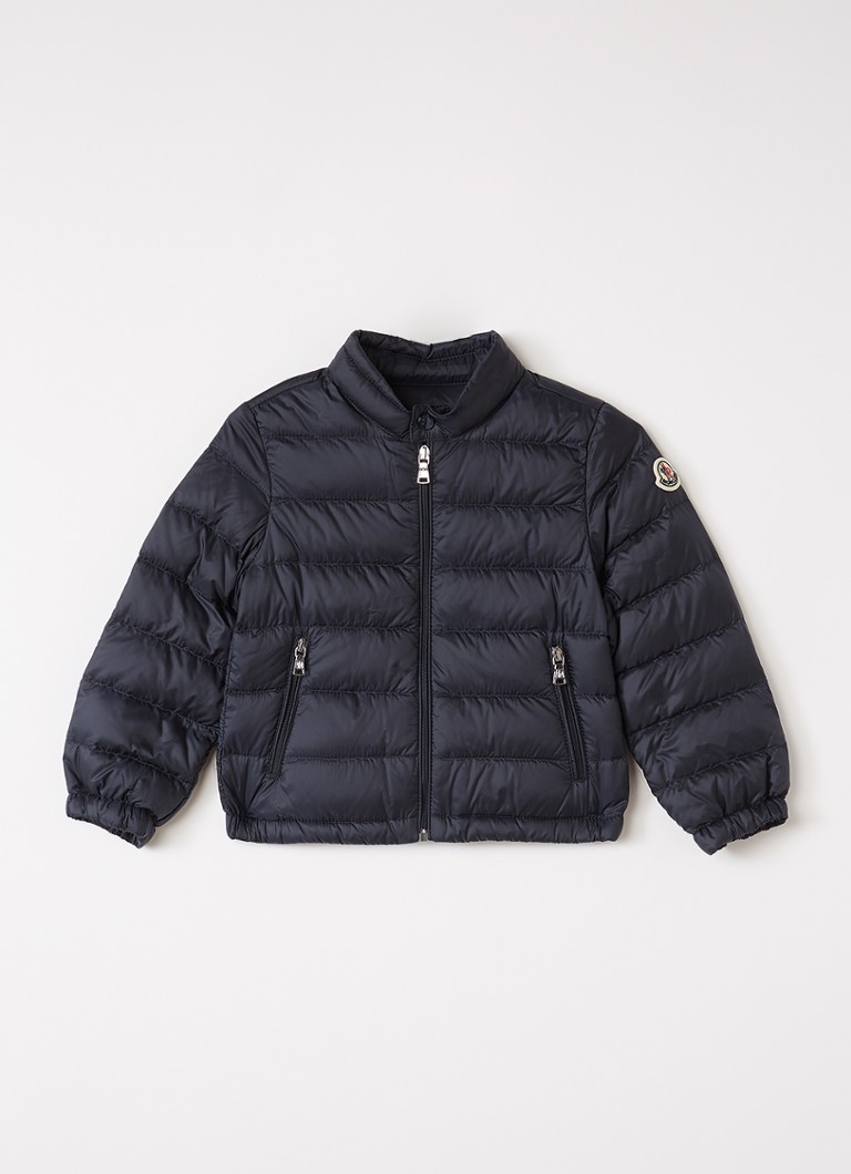 Moncler Jongens Acorus gewatteerd jack met donsvulling en logo in de kleur Donkerblauw, maat: 2A=92
