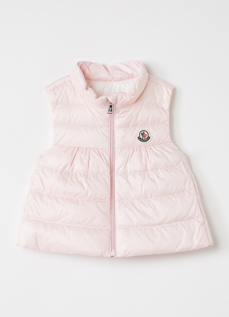 Moncler Meisjes Hiva gewatteerde bodywarmer met donsvulling en logo in de kleur Lichtroze, maat: 2A=92