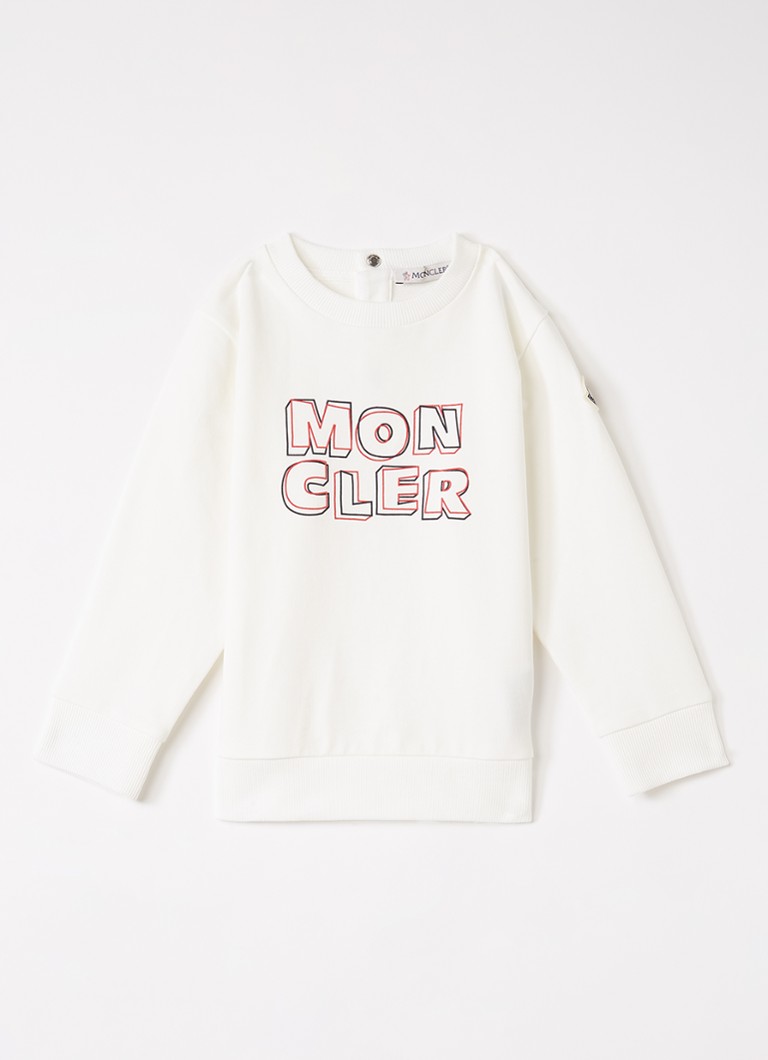 Moncler Jongens Sweater met logoprint in de kleur Gebroken wit, maat: 3A=98