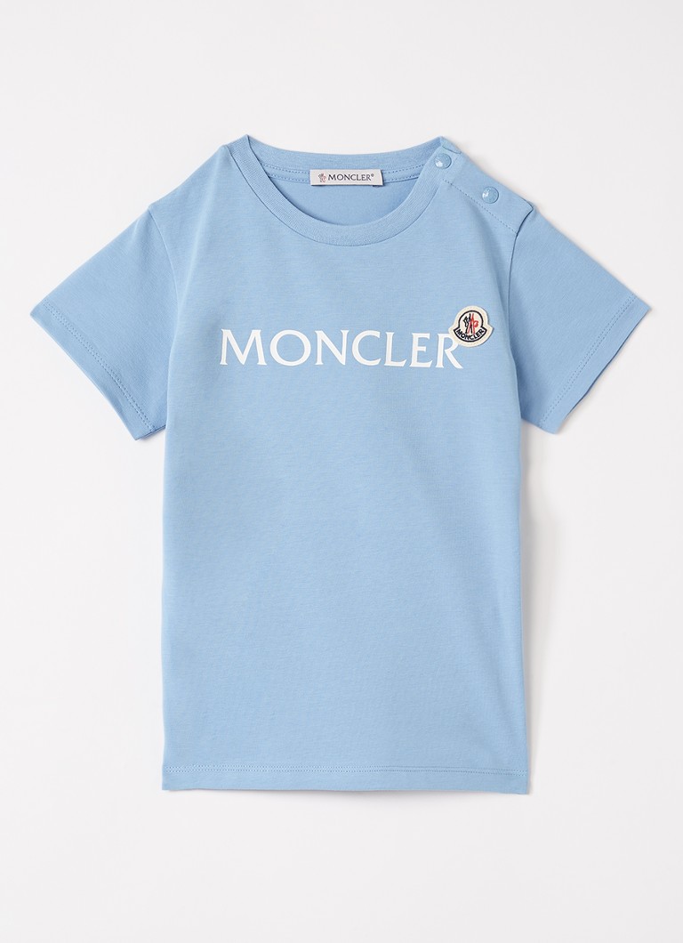Moncler Jongens T-shirt met logo in de kleur Lichtblauw, maat: 12/18M=80