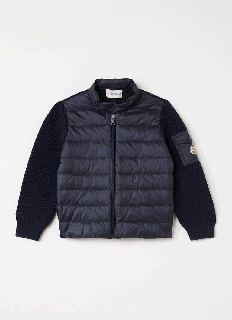 Moncler Jack met gewatteerd voorpand en donsvulling in de kleur Donkerblauw, maat: 2A=92