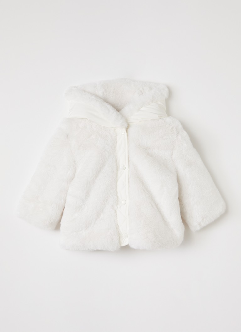 Moncler Meisjes Viona gewatteerd jack van imitatiebont in de kleur Gebroken wit, maat: 86
